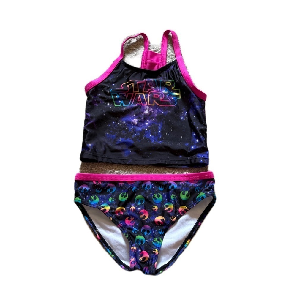 Disney Star Wars Kids Bikini - Black and Pink Sz 6X 2 Piece Tankini